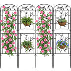CL FUN Garden Trellis for Climbing Plants, 2 Pack 71x20 in Metal Lattice Panel with Black Coating, Tall Climbing Support for Rose Vines Clematis Flowers Vegetables Fruits - Plant Trellis Outdoor