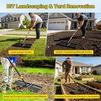 Lawn Leveling Rake,30x10 Inch Ground Plate,72 Inch Adjustable Long Handle Yard Level Tool with Curved Edge,Heavy Duty Large Landscaping Lawn Leveler for Grass, Golf Field, Soil Sand Dirt Spreader