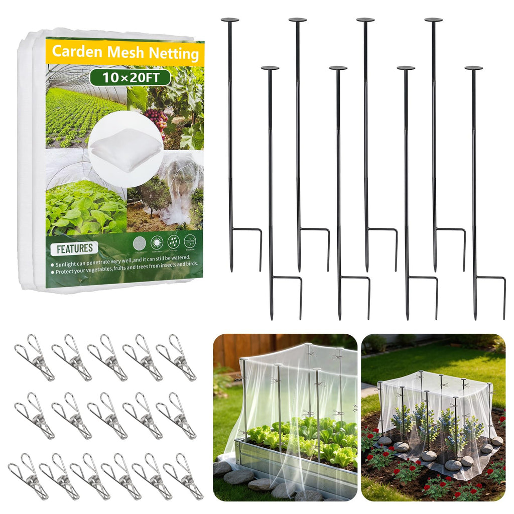 8 Pack 2.7ft Metal Garden Netting Covers Kit for Raised Beds