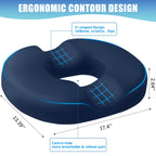 BlissTrends Donut Pillow Seat Cushion,Donut Chair Cushions for Postpartum Pregnancy & Hemorrhoids,Tailbone Pain Relief Cushion,Memory Foam Lifting Cushions for Office&Home Chairs (Blue)
