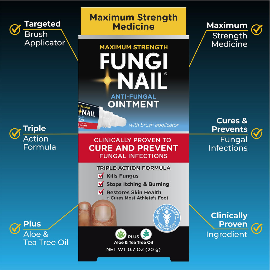 Fungi Nail Anti-Fungal Ointment 0.7 Fl Oz,Kills Fungus that Can Lead To Athlete's Foot with Tolnaftate,Toe Nail Fungus Treatments,Clinically Proven to Cure Infections,Natural Color,(Pack of 2)