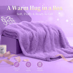 Birthday Gift for Women - Luxury Spa Self Care Kit for Her - Perfect Birthday Gifts for Wife Mom Girlfriend Sister - Relaxing Spa Experience with Blanket Candle Bath Bomb Tumbler - Purple Gift Box