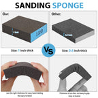 Romeda 8-Pack Sandpaper Block, 120 Grits Washable and Reusable Handmade Sanding Sponge, Drywall Sandpaper Blocks for Wooden Drywall Sheetrock and Metal Glazing