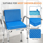 AnyForce Shower Seat Cushion-Non-Slip 4D Mesh Shower Chair Mat with Backrest Cushion for Elderly,Senior,Handicap,Disabled (Blue, Standard)