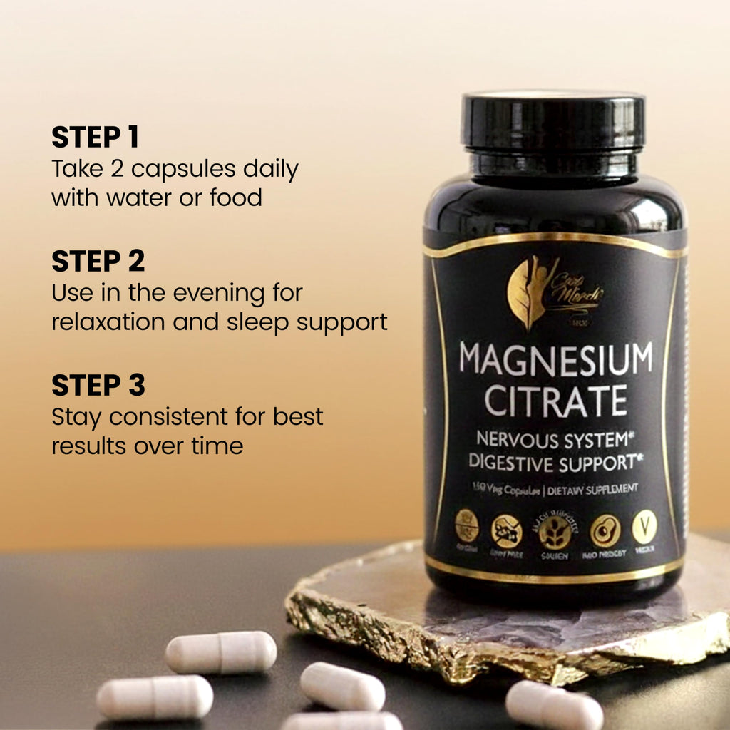Cocó March N.M.D Magnesium Citrate 500mg per Serving, Gluten Free, Supports Sleep, Digestive Health, Muscle Function & Relaxation, High Absorption, Non-GMO, 150 Capsules
