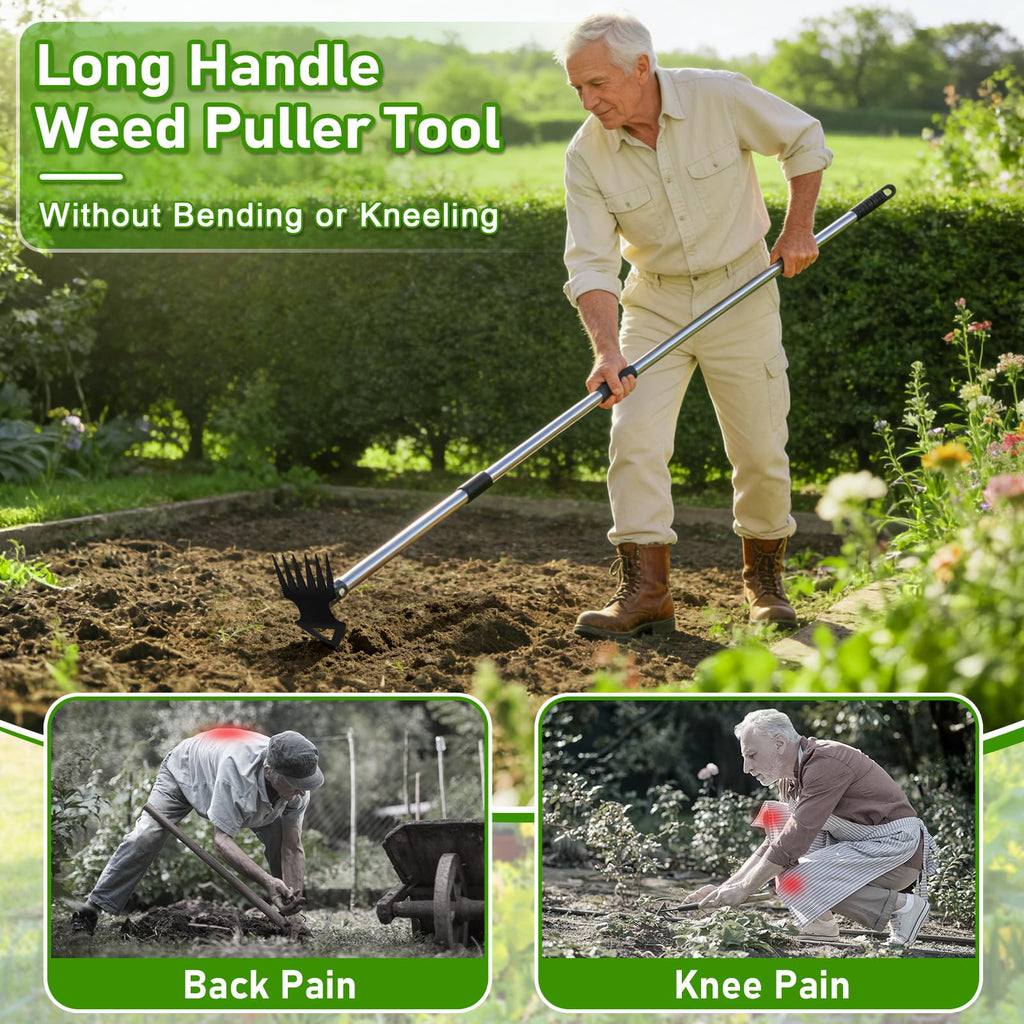 Upgraded Weed Puller Tool with Long Handle, 56" Manual Weeder Remover Tool