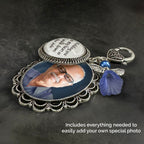 Something Blue Bouquet Charm for Wedding Memory Charm with DIY Photo Frame for Wedding Bouquet And Resizer