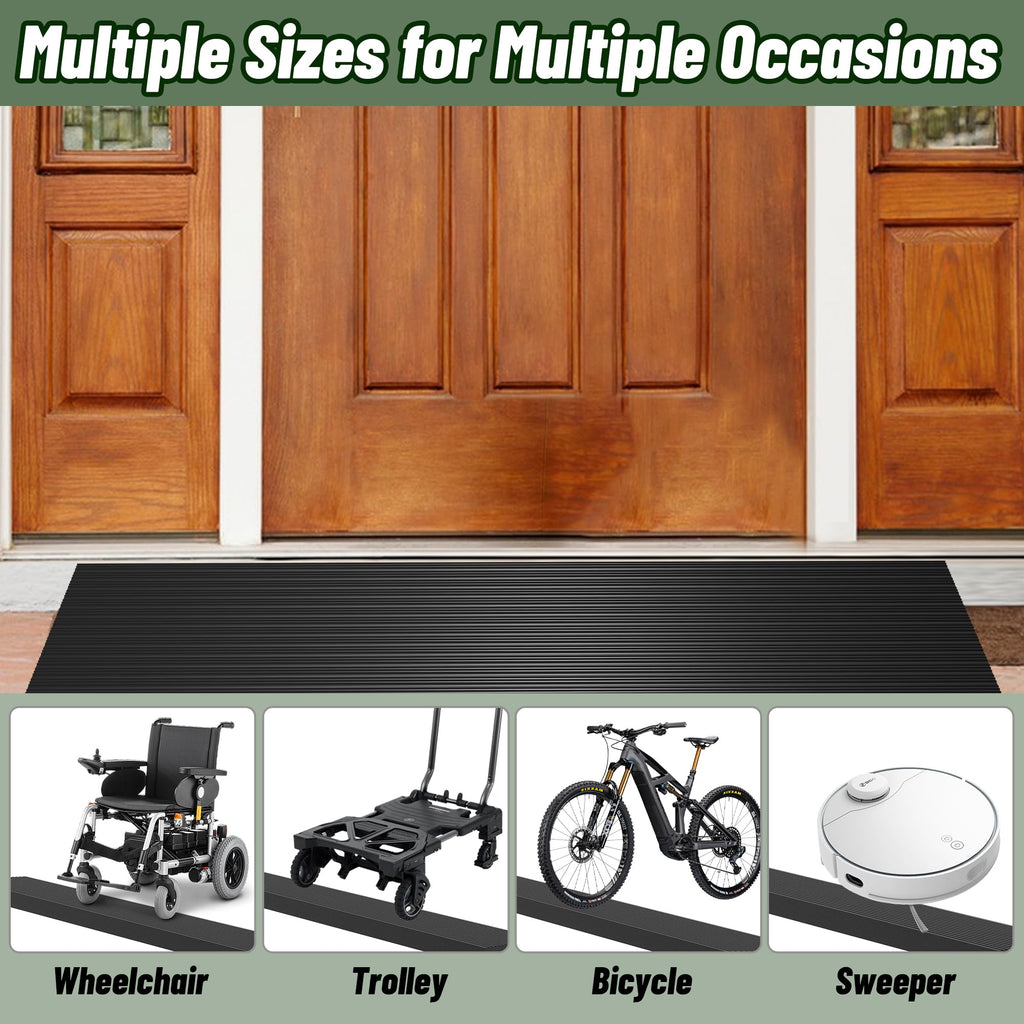 Nuvium 1.2" Rise Threshold Ramps for Doorways, 35.5" Wide Natural Rubber Power Wheelchair Ramp is Adjustable and Cuttable for Doorways, Curb, Sweeper, Power Scooters, 2000 Lbs Load Capacity