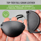 Premium Handmade Leather Eye Patch with Soft Foam Padding, Adult Slim Eye Patch for Men and Women for Lazy Eye Therapy, Cosplay, and Pirate Costume (Black)