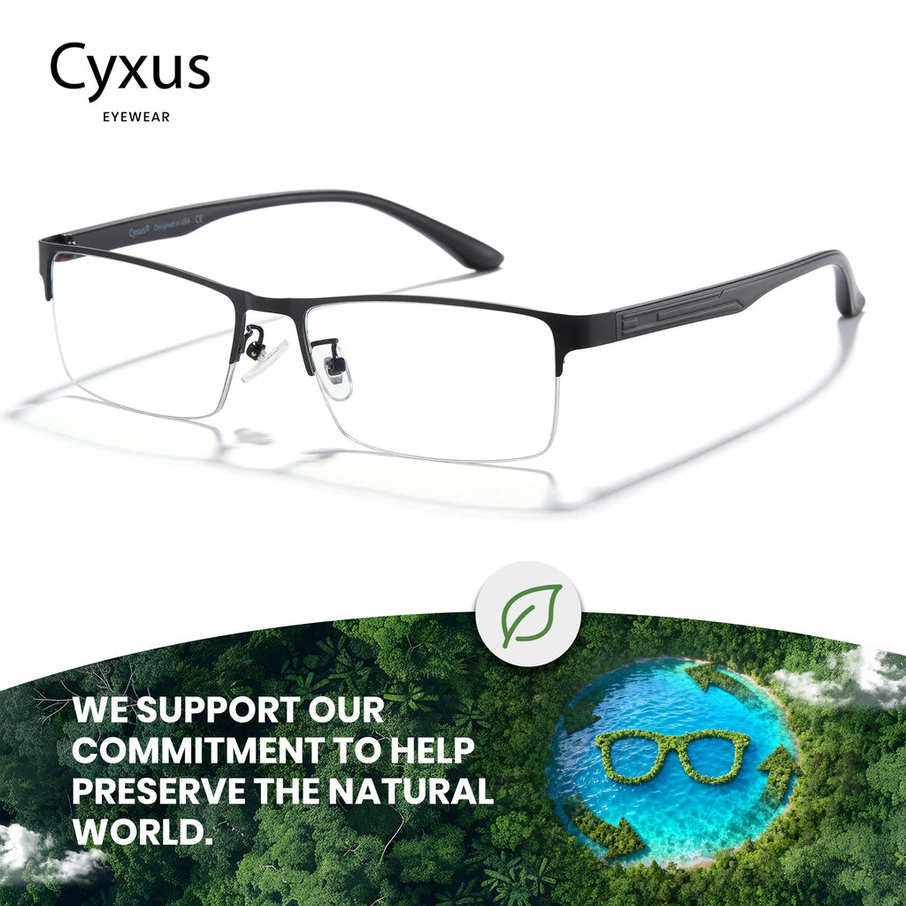 Cyxus Blue Light Blocking Glasses for Men Woman Semi Rim Computer Gaming Office Study Eyeglasses with UV Protection 8001