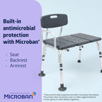Medline Tub Transfer Bench and Shower Chair with Microban Antimicrobial Protection, Adjustable Shower Bench and Bath Seat for Seniors and Elderly, 350 lb. Weight Capacity, Gray