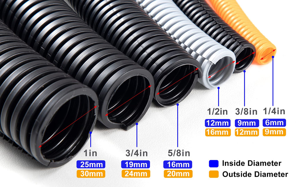ZhiYo 20FT 3/8” Wire Loom Split Tubing Auto Wire Conduit Flexible Cover | High Temperature Heat Resistant -40F to 257F | Plastic Cover for Electrical Wires & Cables, White