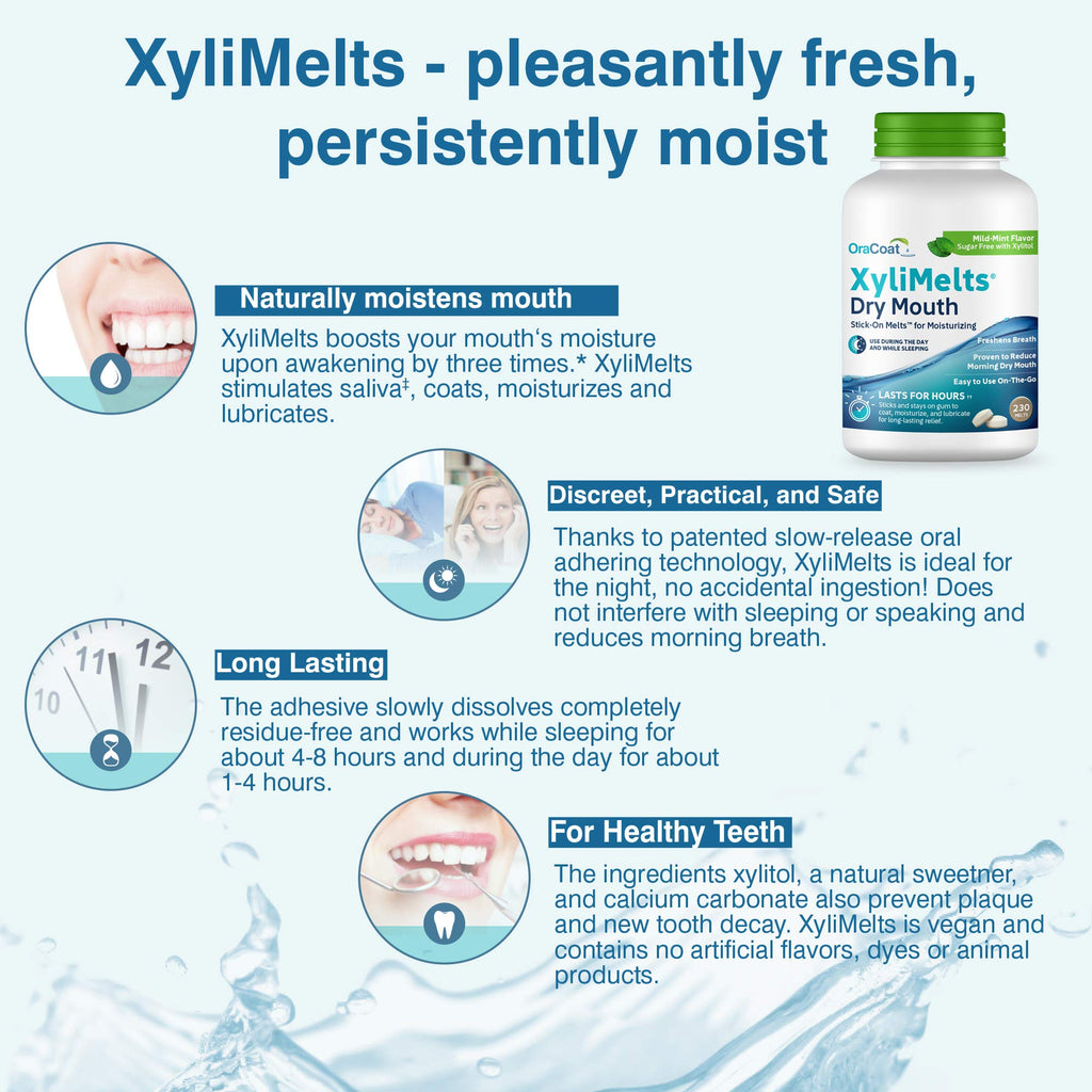 Oracoat XyliMelts for Dry Mouth Relief with Xylitol 230 Ct, Mild Mint