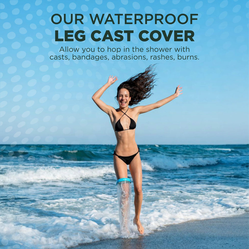 100% Waterproof Adult Cast Covers for Shower Leg, Resuable 28" Long,Easy to wear, Cast shower cover leg,foot bag for showering, post surgery waterproof foot boot covers, Plastic bag to cover leg