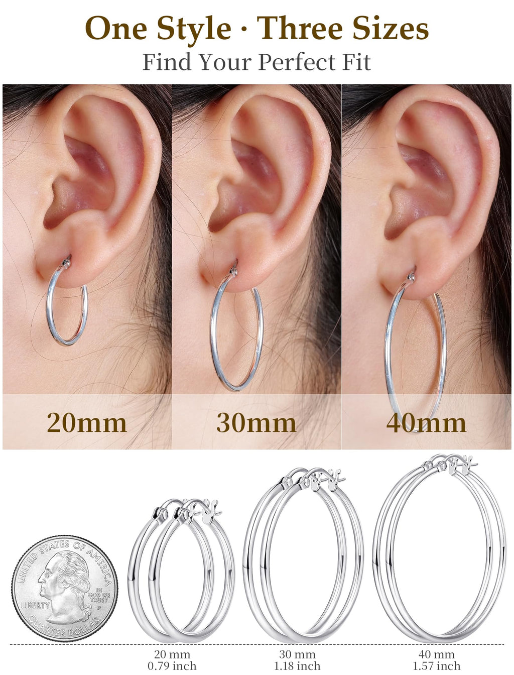 Limerencia Large Titanium Hoop Earrings for Women Hypoallergenic Thin Round Earrings F136 Implant Grade Titanium Hoops for Sensitive Ears(40mm Shiny Grey)