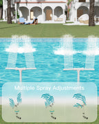 POOLHOUR [Patented] 2026 Height Upgrade Pool Fountain for Above Ground/Inground Pools with Dual High-Pressure Spray, 360° Adjustable Cooling Jet & Relaxation - Waterfall Sprinkler Cooler