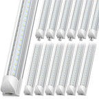 SHOPLED 8FT Shop Light 100W 15000LM 6500K | 12-Pack Linkable V-Shape Led Shop Light | Plug & Play T8 Tube Lights for Garage, Warehouse, Basement | Ultra Bright Energy-Saving Commercial Lighting ETL