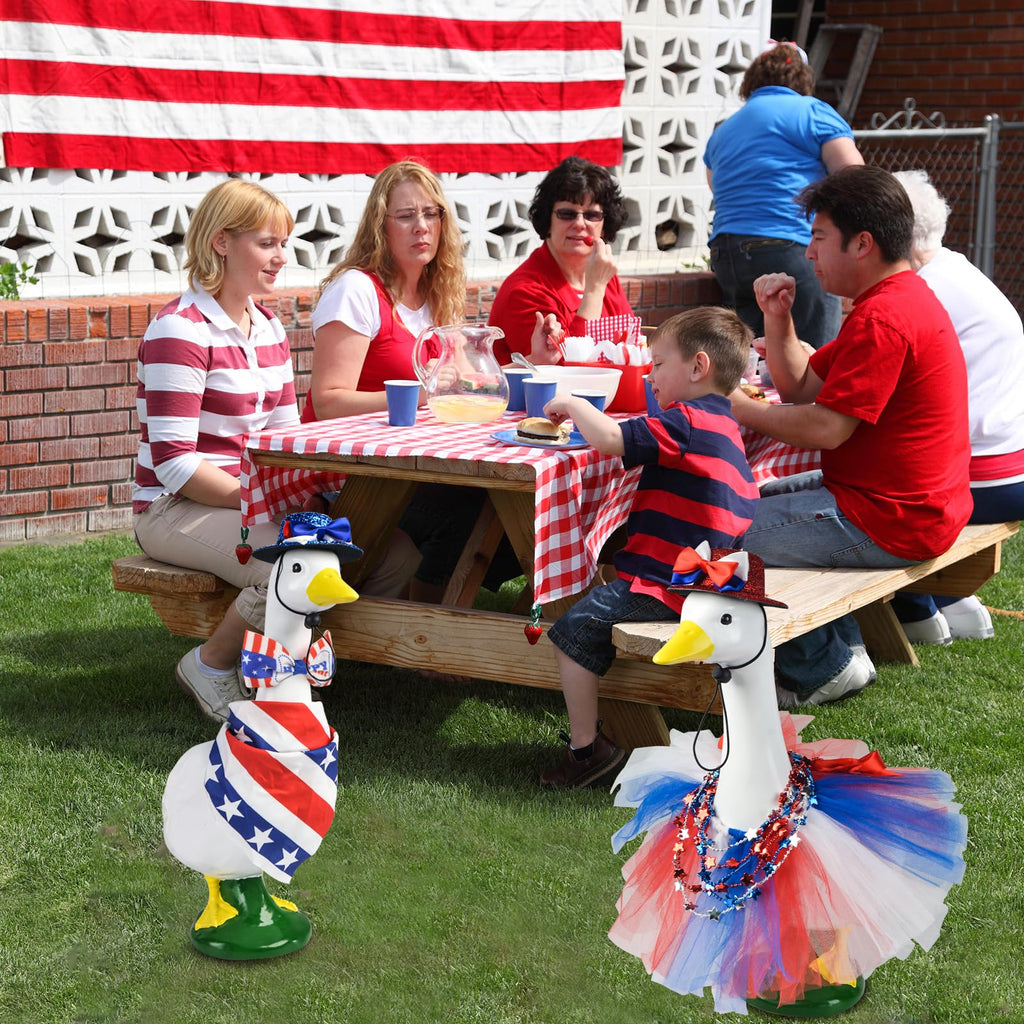 2Sets 4th of July Porch Goose Outfits-Independence Day Porch Goose Clothes