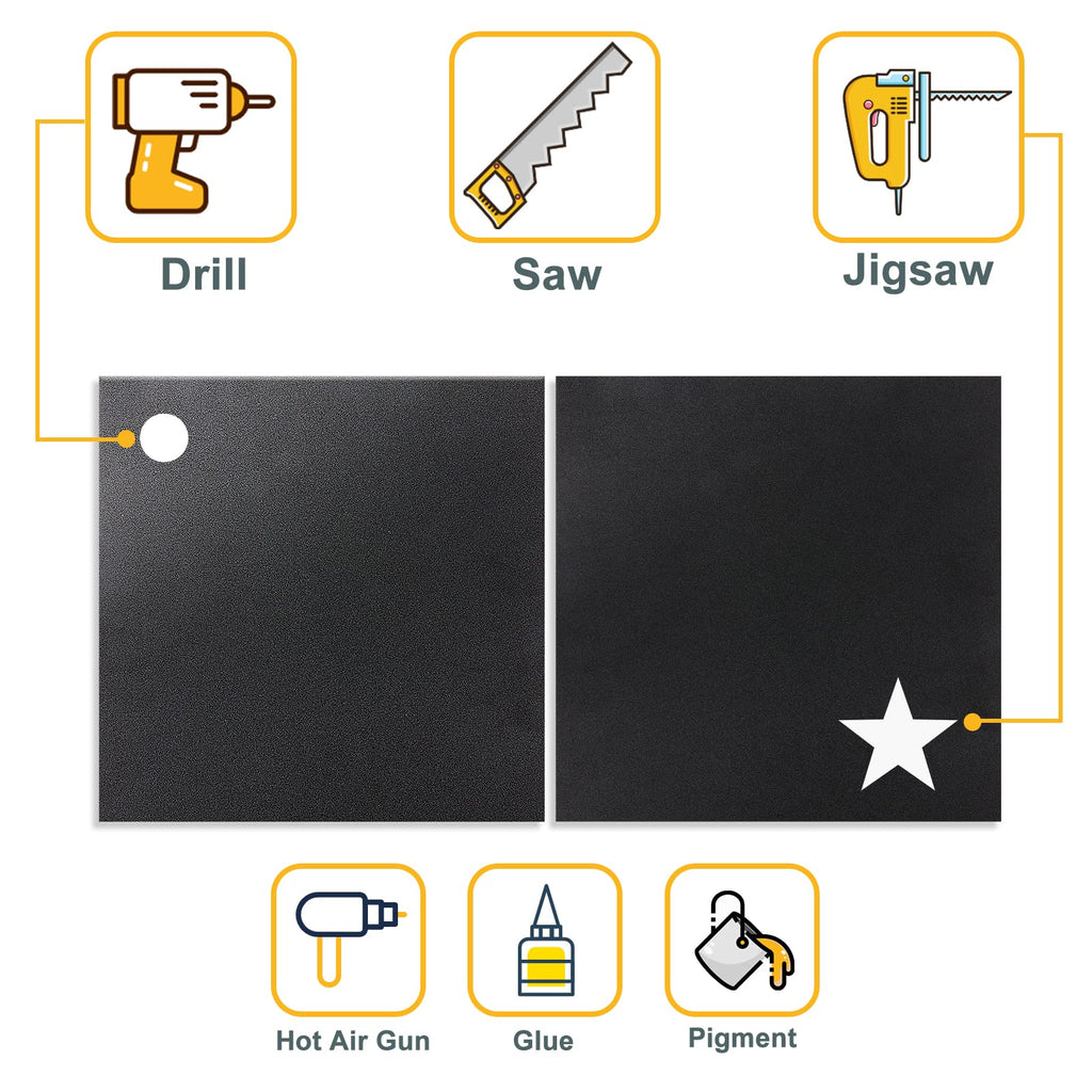 Plastic Sheet 12" x 16" x 0.06", Black PVC Board Flexible Moldable Impact Strength and High Tensile 1/16" Thick (1.5mm) for Crafts Materials Home Decor and Handicrafts, Abs Plastic Sheets 6 Pack