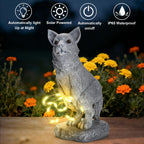 VOFSTAND Dog Statue Garden Decoration with Solar LED Light