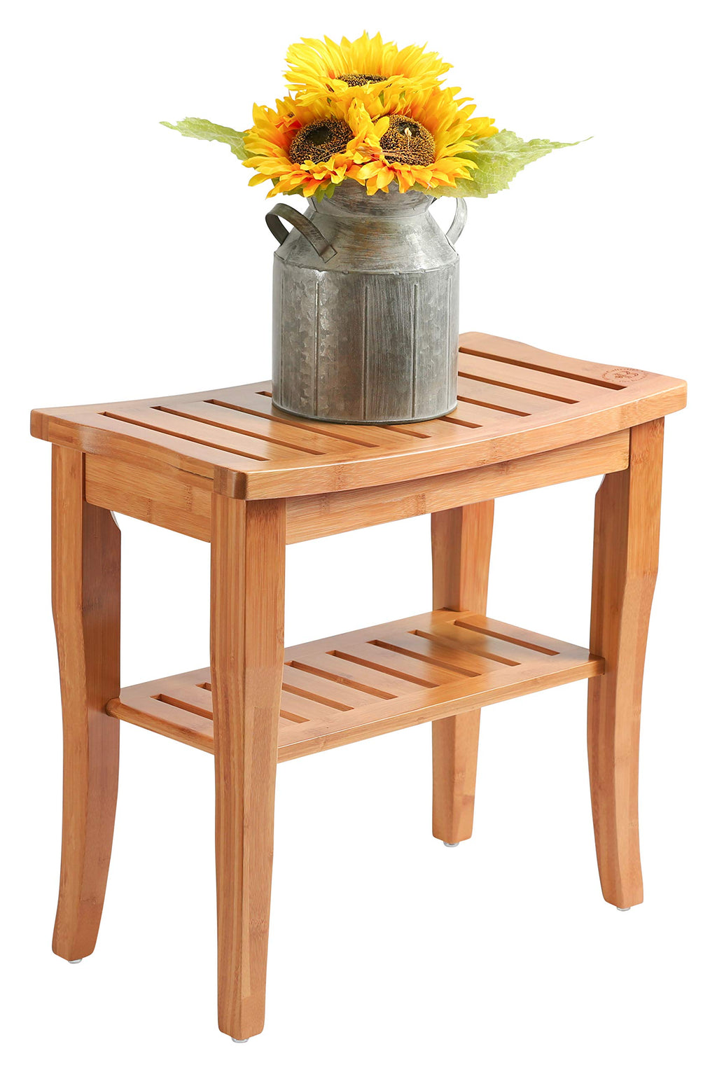 Bamboo Shower Bench - Small Wooden Shower Stool with Storage Shelf, Non-Slip Bathroom Seat, Spa Decor Bath Bench, Foot Rest Shaving Stool for Shower, Indoor Outdoor Use, Great Gift Idea (17" x 9 x 17)
