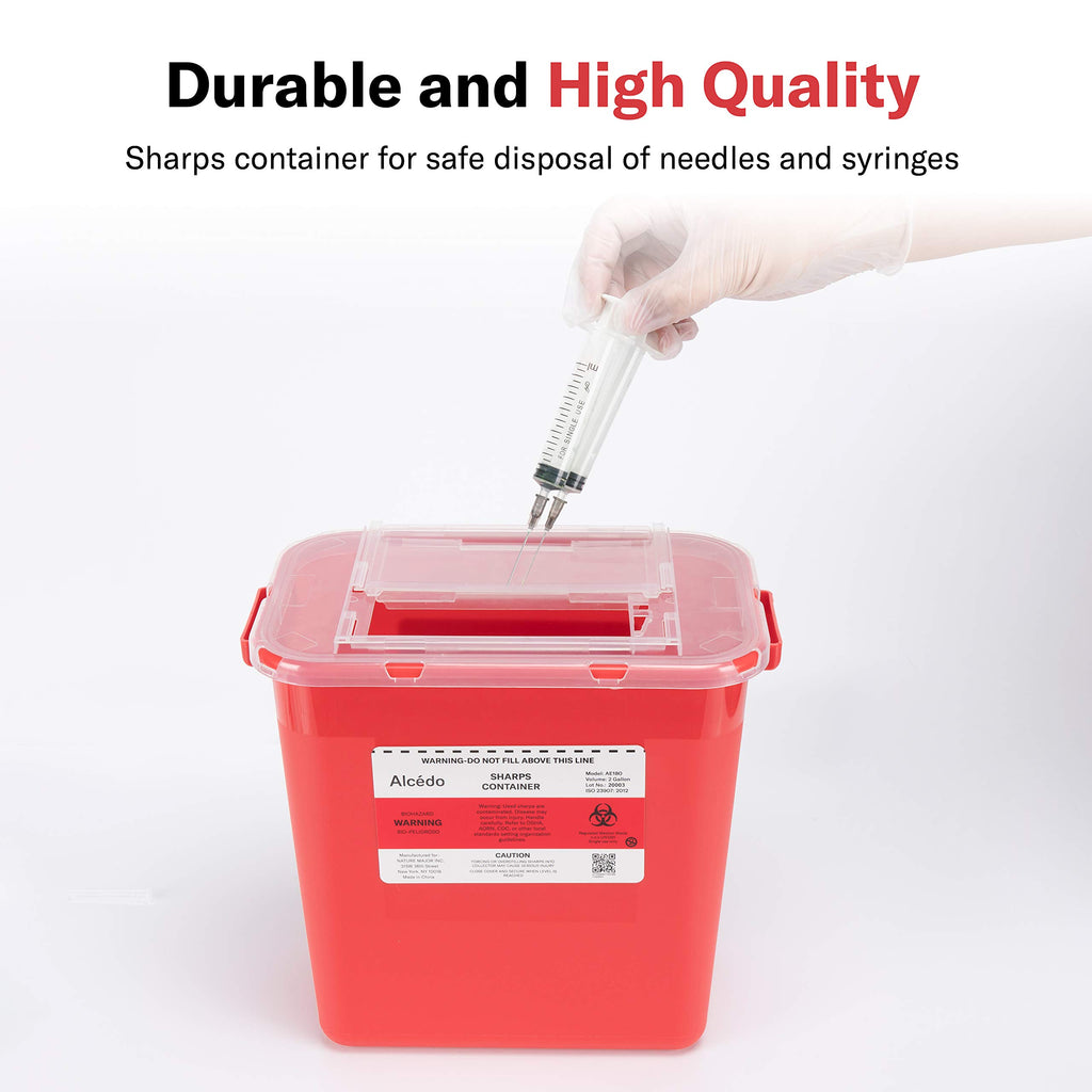 Alcedo Large Sharps Container 2 Gallon (2-Pack) Home & Professional Use