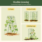Vego Garden A-Frame Trellis Cucumber Cage for Garden & Pots, Rust-Resistant Tomato Stakes Heavy Gauge Plant Cage Trellis Support for Climbing Vegetables Plants 2 Pack