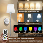 IRONPAX Wall Sconces Battery Operated Set of 2, Wireless Rechargeable Wall Sconce Set of Two, Dimmable Wall Lights with Remote for Bedroom Living Room Hallway Decor (Brushed Nickel, Fabric Shade)
