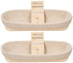 DOYOLLA 14.5inch Oval Bread Dough Proofing Rising Rattan Basket & Liner Combo for Professional & Home Baking (2 basket & 2 liner)