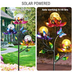 Afirst Solar Outdoor Lights Decorative, Lotus Crackle Glass for Yard Decor