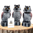 BobbleHead Owl Decoys Sculpture to Scare Birds Away, 3-Pack 8.3" Fake Owl Plastic Scarecrow Bird Deterrent, Natural Enemy Repellent, Garden Decor Statues for outside, Patio, Lawn, Yard Decoration
