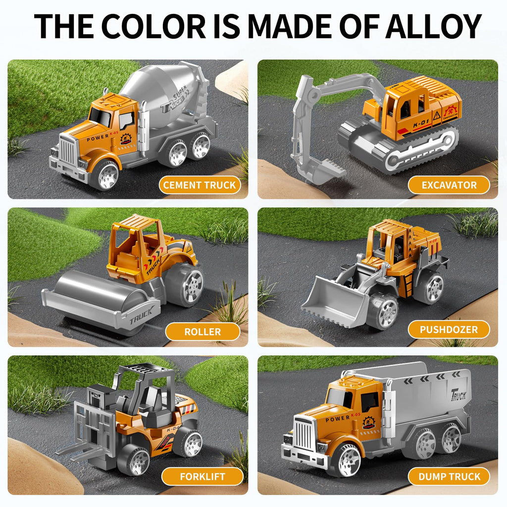 NIPLOOOW Kids Boys Construction Truck Vehicle Toy Set with Play Mat and Die-Cast Toy Car, Transport Carrier Truck for Kids 3-5, Birthday Gifts Toys for 3-8 Year Old Boys