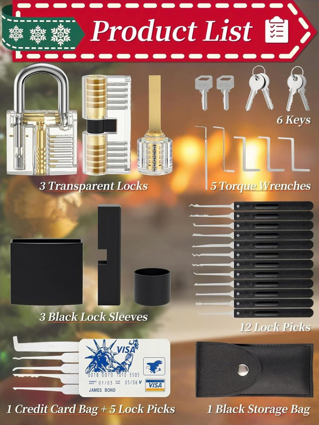 Pick 1-9/16" Wide Long Shackle Keyed Alike Padlocks Set, Heavy Duty Waterproof Laminated Steel Anti-Rust Locks, Multi-Purpose Picking Outdoor Security Lock Kit for Gate, Toolbox & Storage Unit