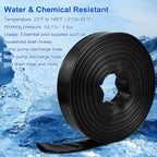 Gonioa Pool Backwash Hose 1 1/2 Inch Diameter x 100 Feet - Heavy-Duty PVC Pool Drain Hose, Reinforced Discharge Hose with Clamp for Swimming Pools, Black