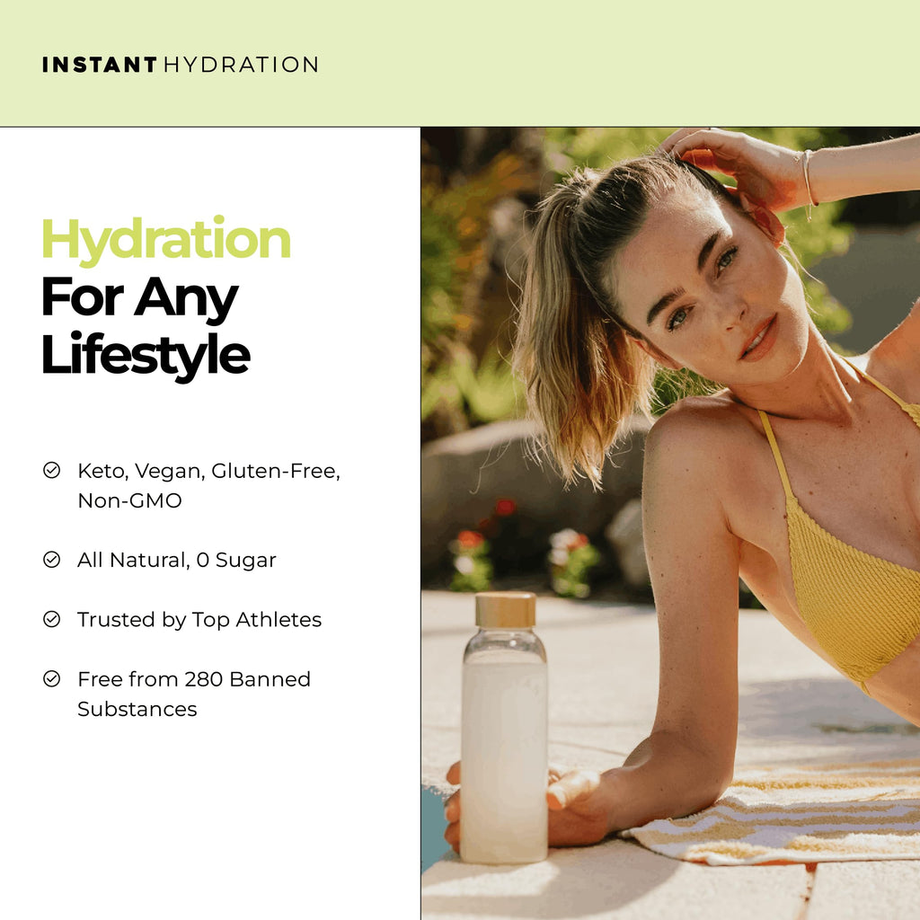 Instant Hydration Sugar Free Electrolytes Powder Packets - Lemon Lime Electrolyte Drink Mix & Travel Essentials - Post Workout Recovery, Brain Health, Muscle & Tissue Support - 20 Count