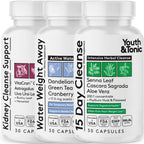 Youth & Tonic Complete Multi-Organ Detox Support – 15 Day Colon Cleanser & Gut Detox, Kidney Cleanse, Water Balance & Liver Health, 90 Pills for Women and Men