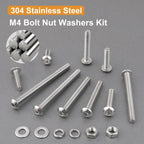 VGBUY 300pcs M4 Screws Assortment, M4 Screws Bolts for 3D Printer DIY, Hex Button Head Cap Screw Bolts Nuts Washer Kit, 304 Stainless Steel, 25/30/35/40/45/50mm