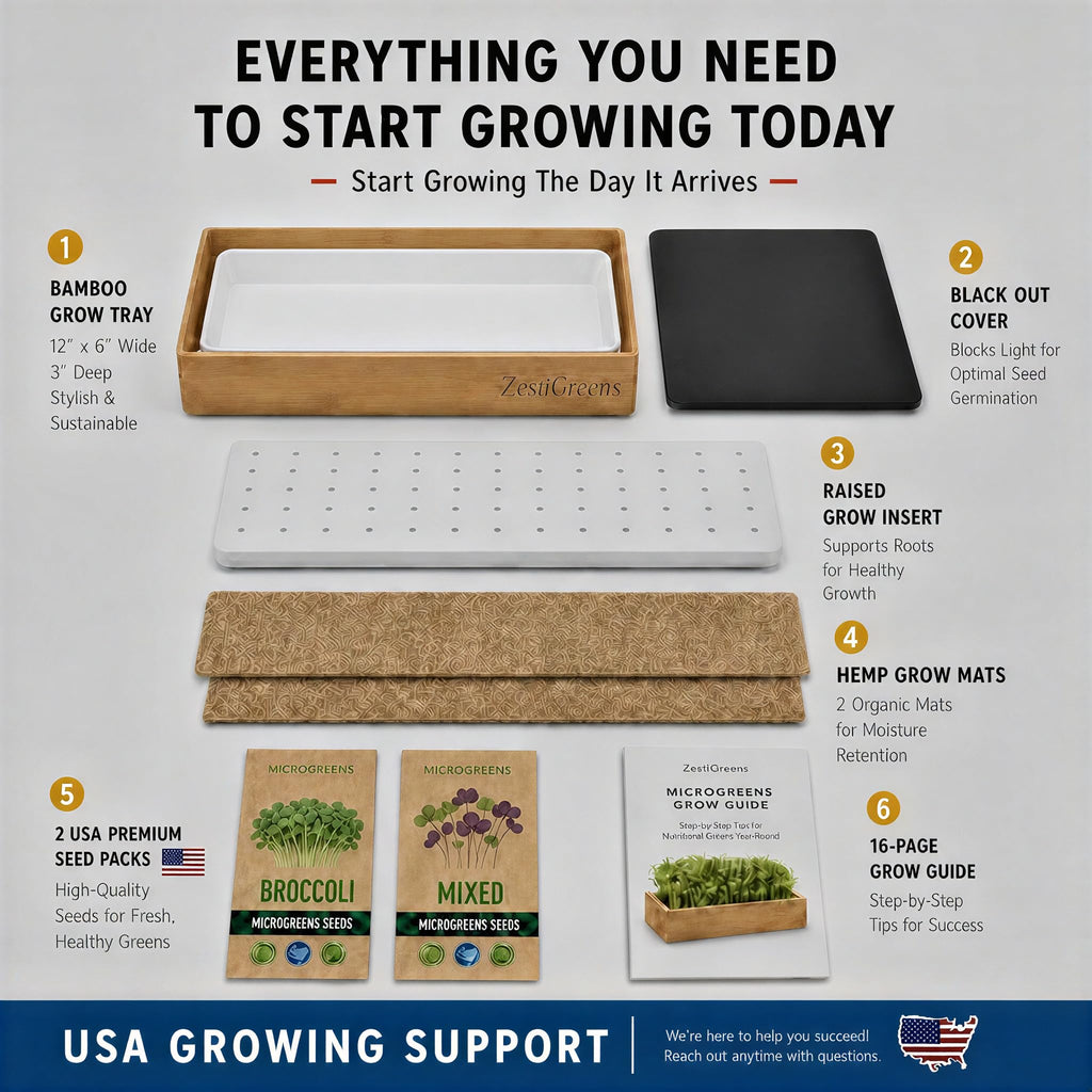 Microgreens Growing Kit - Self-Watering Tray with US Premium Seeds