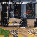 CANINE CANYON Scout Pet Stroller, Heavy Duty Dog Stroller for Large & Medium Dogs, Foldable Pet Stroller for 2 Dogs with All-Terrain Wheels, Storage Pocket & Cup Holder, 55 lbs Capacity, Grey