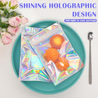 JETMORE 100 Pcs Mylar Bags, Holographic Bags, Resealable Bag for Small Business, Packaging, Sample Bag for Pen, Gift, Jewelry, Snack, Bracelets, Mothers Day Gifts (5.5x7.9in)