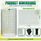 12 Pack 17" x 12" Tall Round Plant Cage - 36PCS Plant Support Cage Metal Wire Mesh Plant Protector for Outdoor Gardening Supplies Garden Protection Rabbits Chickens Ducks for Vegetables Flowers Shrubs
