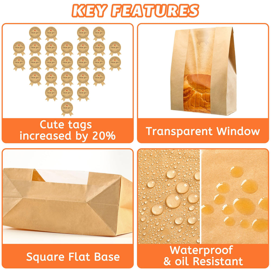 50 Pcs Bread Bags for Homemade Bread 50% Thicker With Window Sourdough Bags