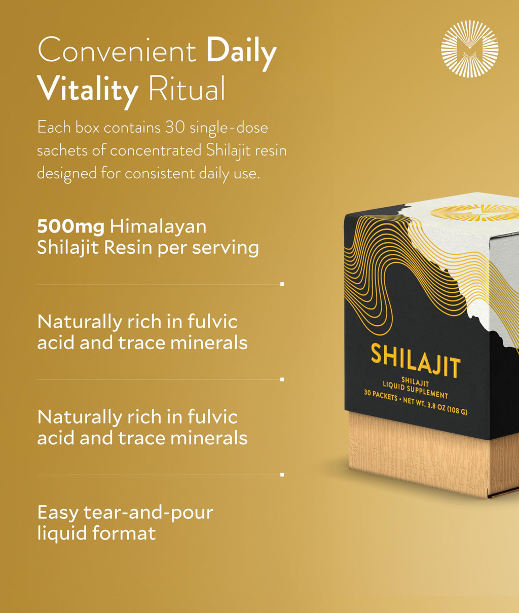 Manna Vitality Shilajit Resin Sachets | 500mg Himalayan Shilajit | 88% Fulvic Acid | Energy, Stamina, Mental Clarity, Hormonal Health & Vitality | 30 Count