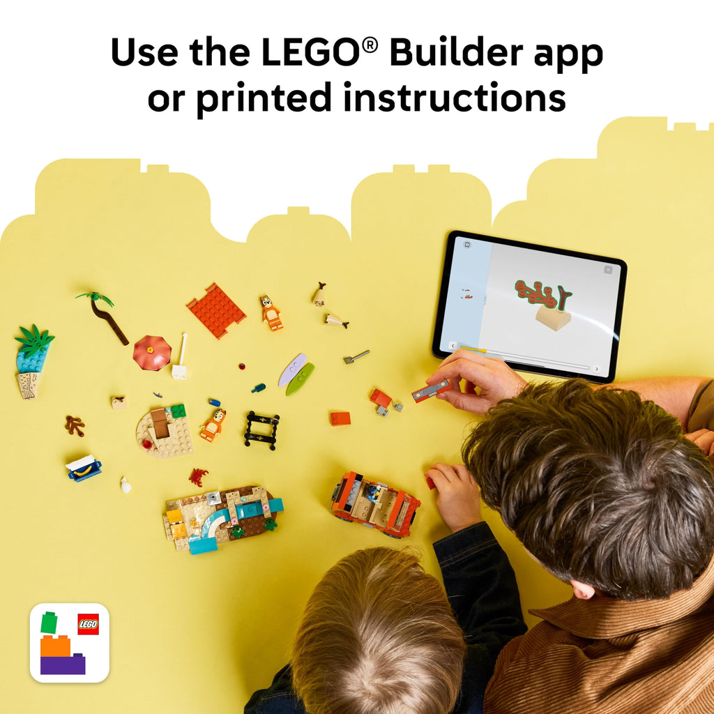 LEGO Bluey: Bluey’s Beach & Family Car Trip - Toddler Learning Toy for Kids 4+ - Includes Bluey, Bingo, and Mum Minifigures - Birthday Gift for Boys and Girls, Ages 4+ - 11202