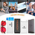 FEISEDY Sleep Blue Light Blocking Glasses for for Woman Men 99.9% Anti Blue Light Computer Gaming Red Lens Eyeglasses Reduce Eyestrain G2835
