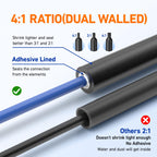 TKDMR 446 Pcs Heat Shrink Tubing Kit - 4:1 Ratio Adhesive Lined, Marine Grade Shrink Wrap - Industrial Heat Shrink Tubing,Black