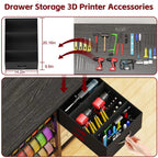 GUULIBERA 3D Printer Stand with Filament Storage Rack, Black 3D Printer Table with Power Outlet, 3-Tier Filament Holder with Drawer, 3D Printer Filament Stand Organized for Office Workshop Studio