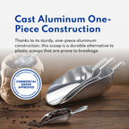 New Star Foodservice 34523 One-Piece Cast Aluminum Round Bottom Bar Ice Flour Utility Scoop, 12-Ounce, Silver