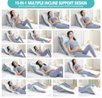 Simpledad Wedge Pillow for Sleeping, Orthopedic Bed Wedge Pillow Set, 15-in-1 3PCS Adjustable Memory Foam Wedge Pillows Post Surgery, 9 &16 & 20 inches Height 3-in-1 Incline Wedges Pillows