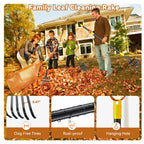 Rake, Garden Leaf Rakes for Lawns Heavy Duty, Yard Metal Rake Tools with 9" Small Narrow Rake Head, 65” Adjustable Long Handle, 11 Steel Tines, Quick Clean up Rake for Shrub, Flower Bed, Camping